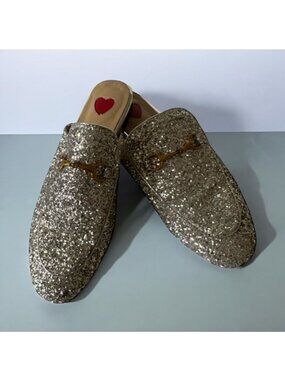 ARQA Womens Silver Glitter Loafer Mules Size 36/6